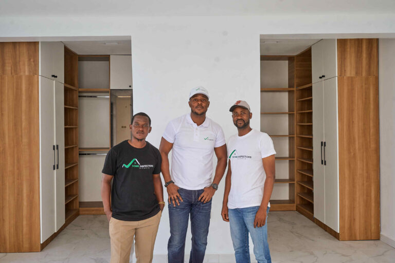 Image of the CEO of Home inspectors Nigeria, Casper Ikechukwu Chidubem with the team